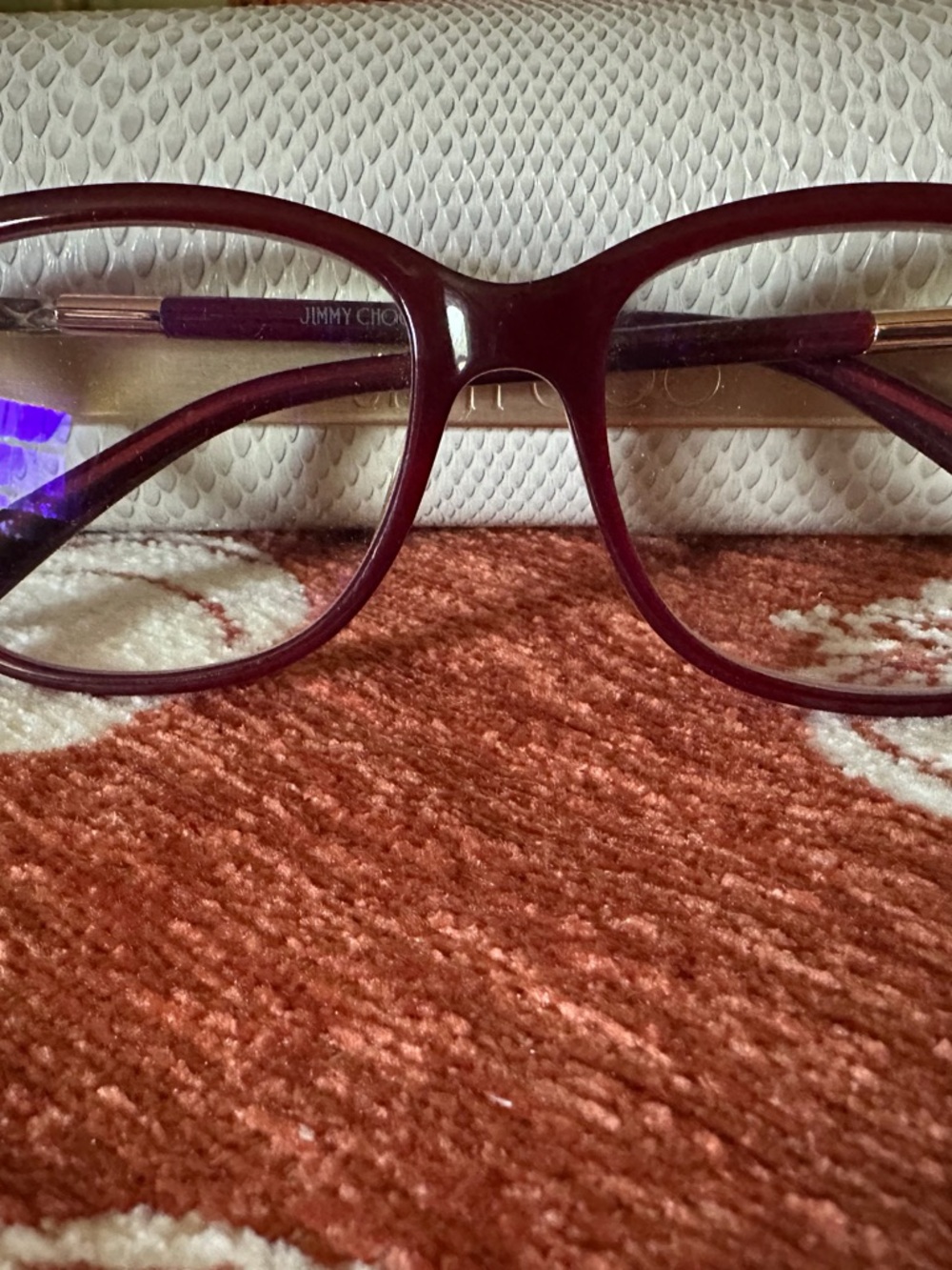 Jimmy Choo Deep Burgundy Cat Eyeglass Frames